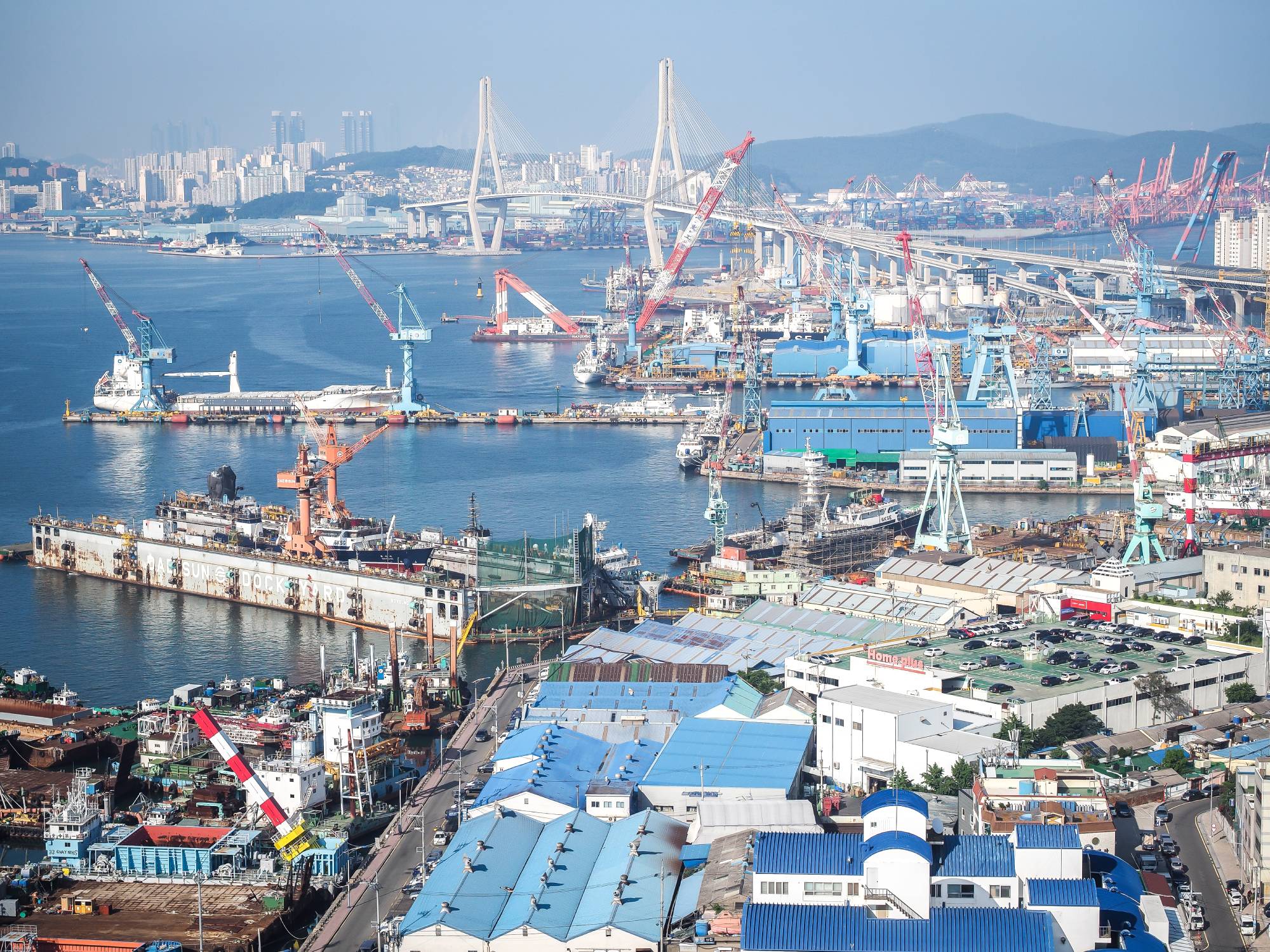 Busan Harbor viewed from the rooftop of La Valse Hotel